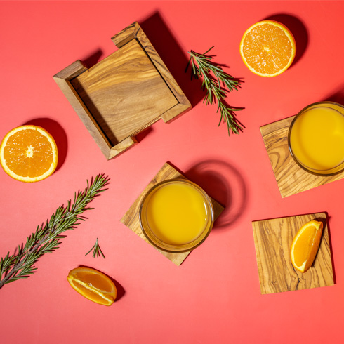 olive wood square coasters
