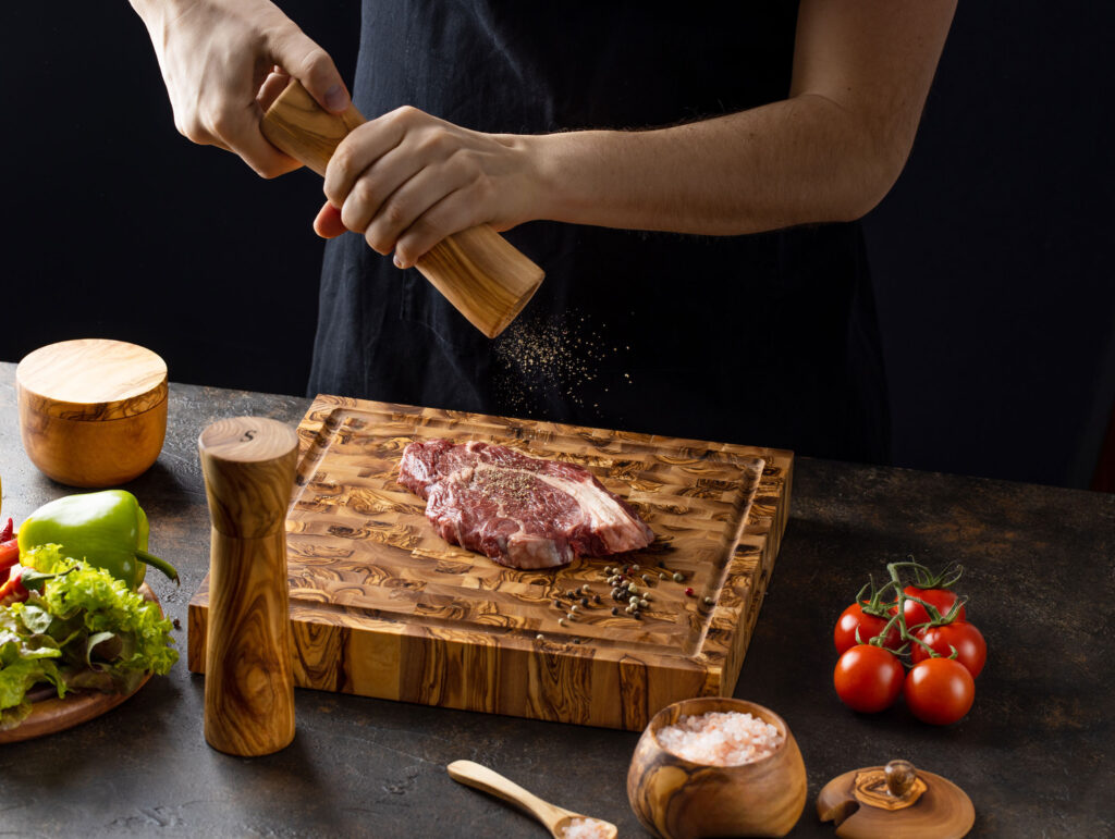 olive wood salt and pepper mill