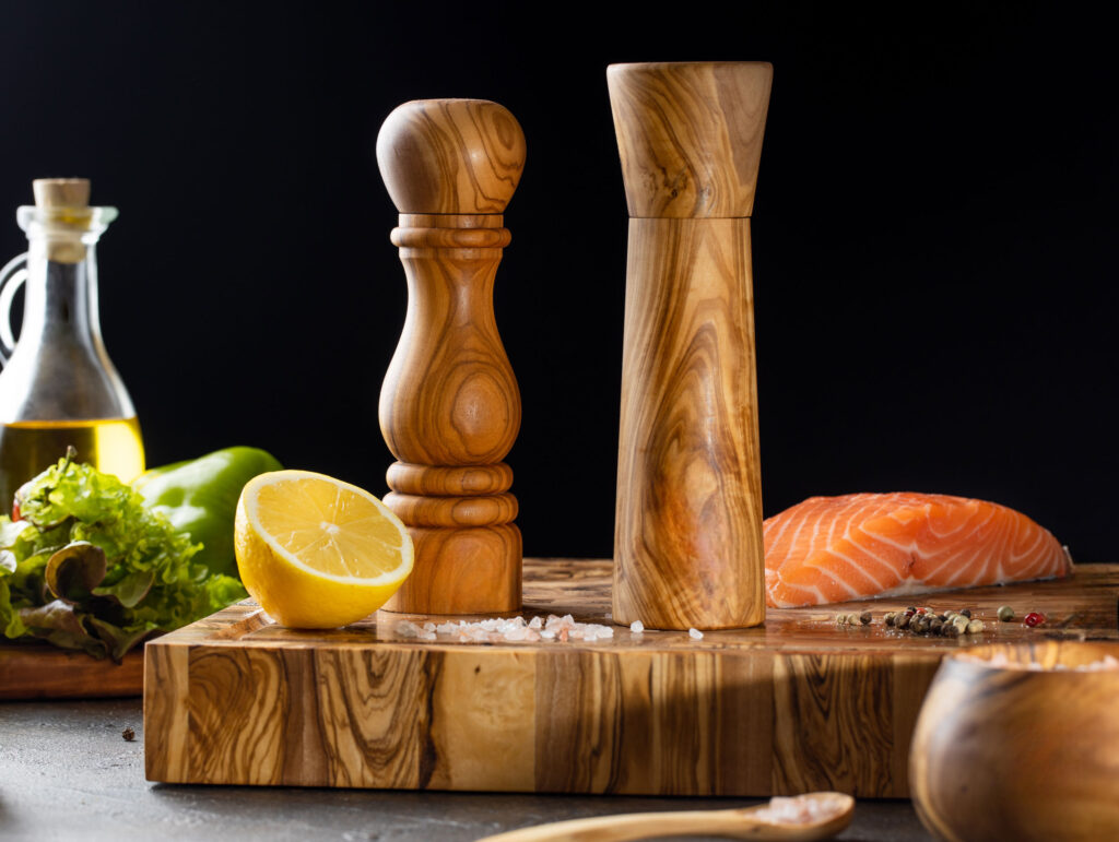 olive wood salt and pepper mill set of 2