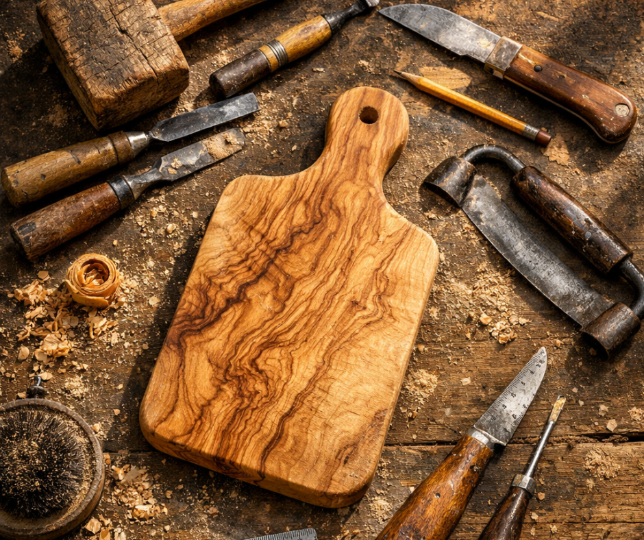 olive wood kitchen utensil cutting board