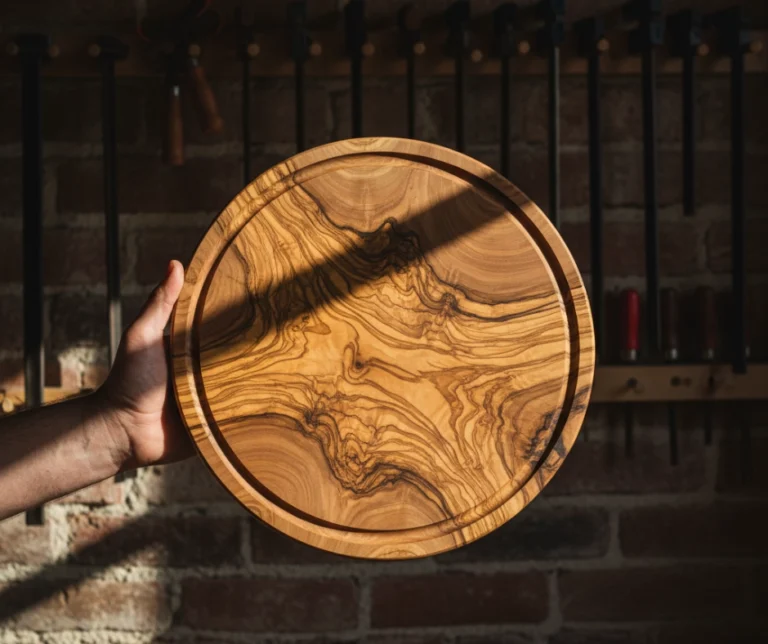 round olive wood pizza board