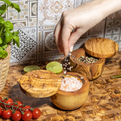 tunisian olive wood spice jars