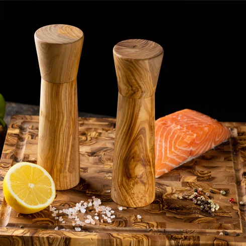 tunisian olive wood salt and pepper mills