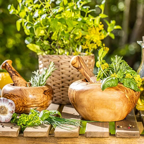 Tunisian Olive wood mortar and pestles